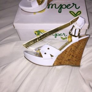 White and Gold Wedges